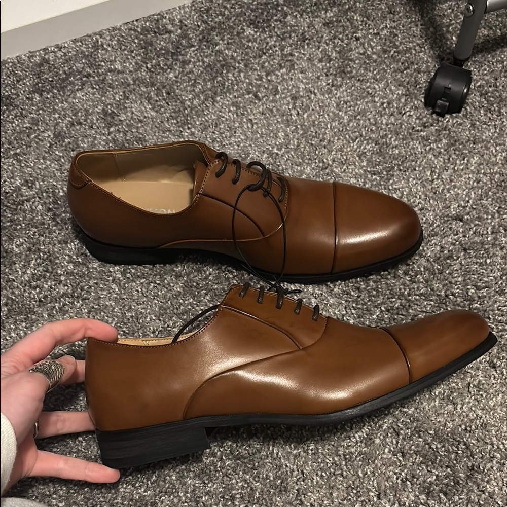 Kenneth Cole reaction Oxford dress shoes in cognac - Picture 3 of 4